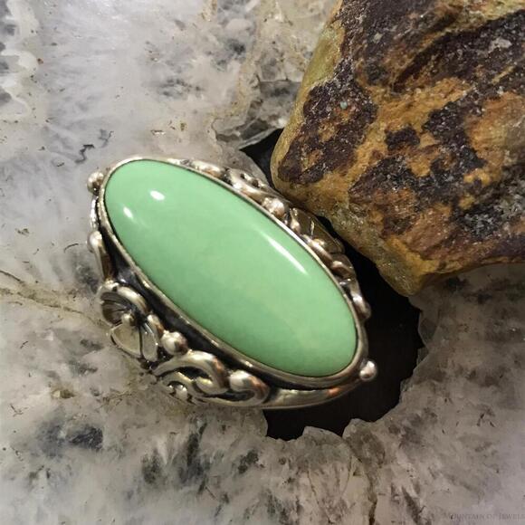 Carolyn Pollack Sterling Silver Elongated Oval Variscite Ring Size 6 For Women - Picture 1 of 10